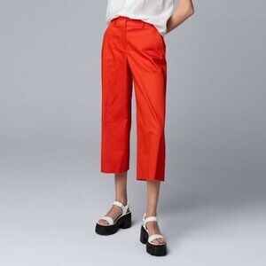 Women's Simply Vera Vera Wang Sateen Wide Leg Capri Pants, Size: 6, Orange